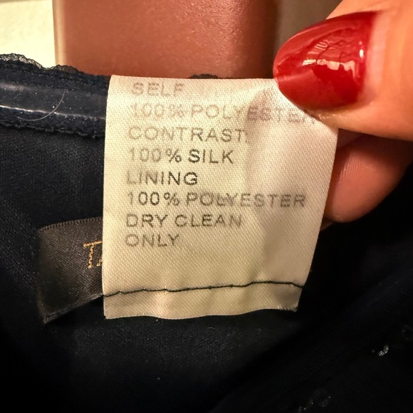 Tadashi Shoji Women Evening Gown 14 Navy Silver Silk Sequin Pleated Formal Event - Picture 5 of 5